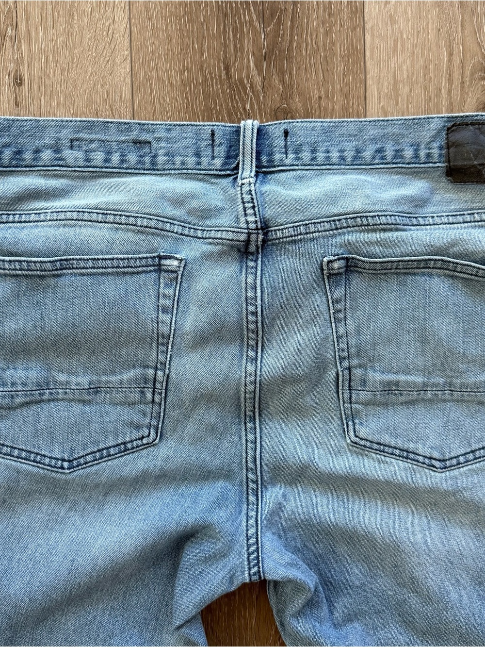 Men's Stacked light blue Skinny Motto Biker Jeans with Ribbed Knee Panels 34x32 - Picture 5 of 10